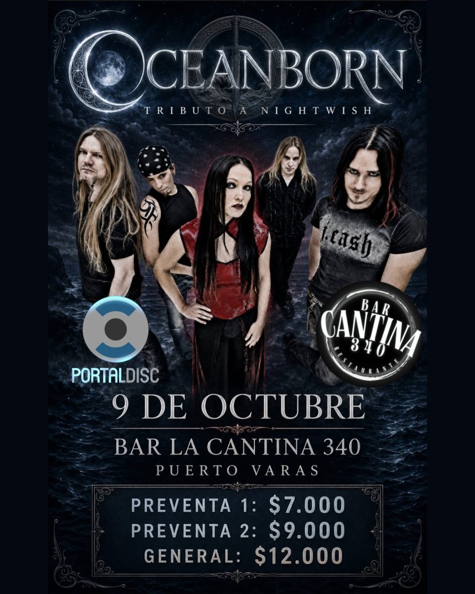 OCEANBORN: TRIBUTO A NIGHTWISH EN BAR LA CANTINA 340, PUERTO VARAS