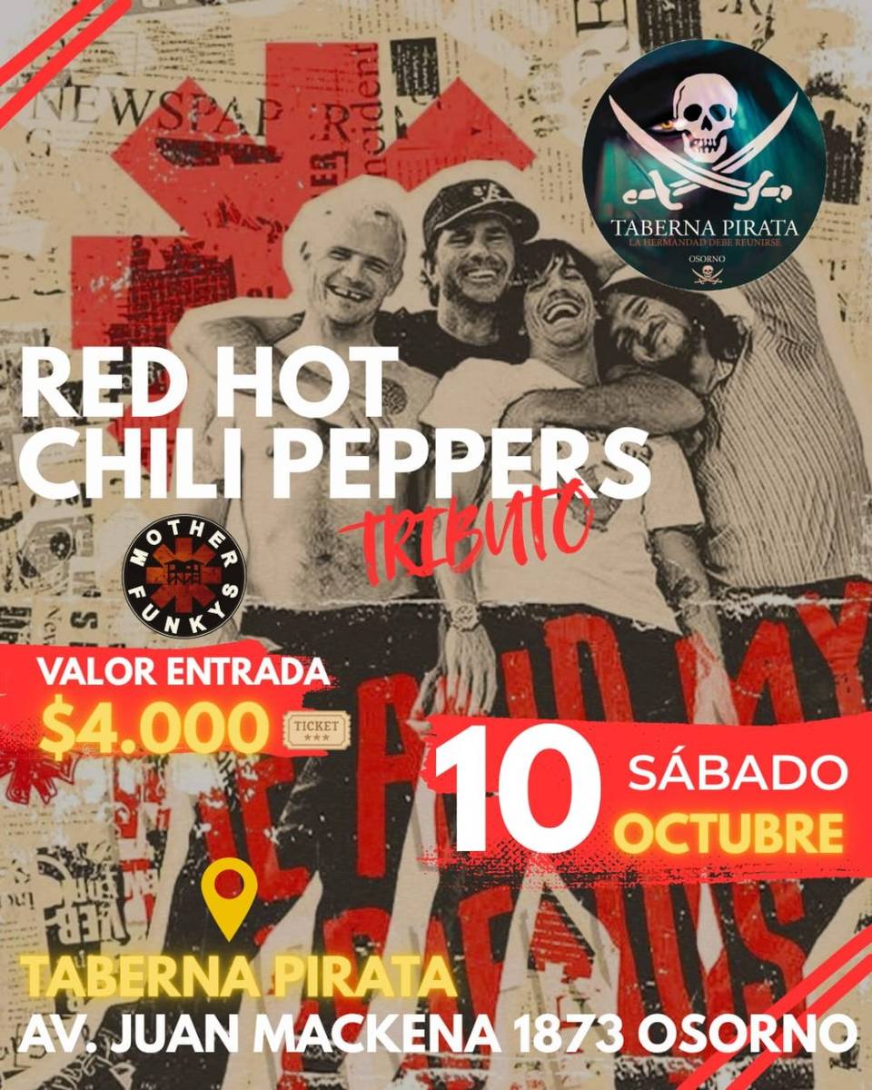 MOTHERFUNKYS: TRIBUTO A RED HOT CHILI PEPPERS EN TABERNA PIRATA, OSORNO